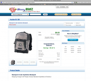 backpack auction bittybidz