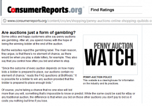 consumer reports on penny auctions