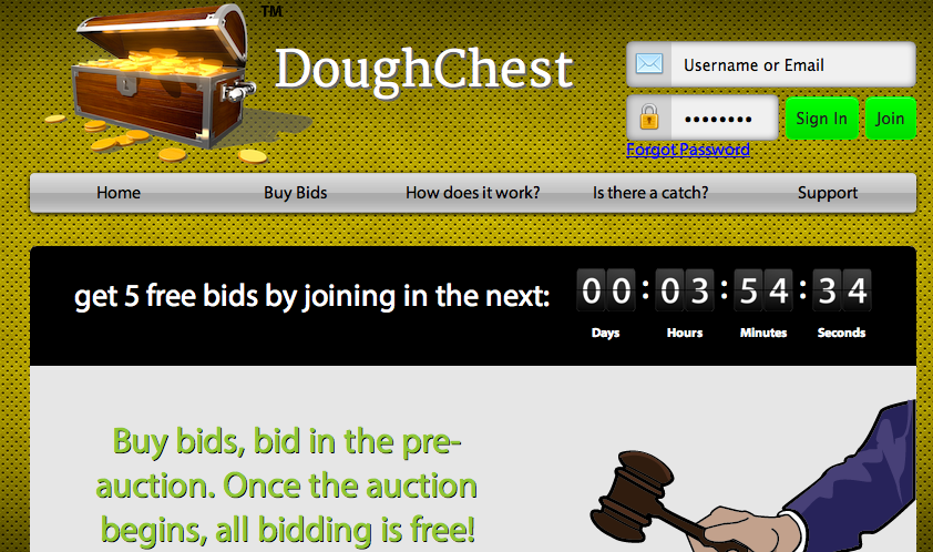 penny auction site dough chest